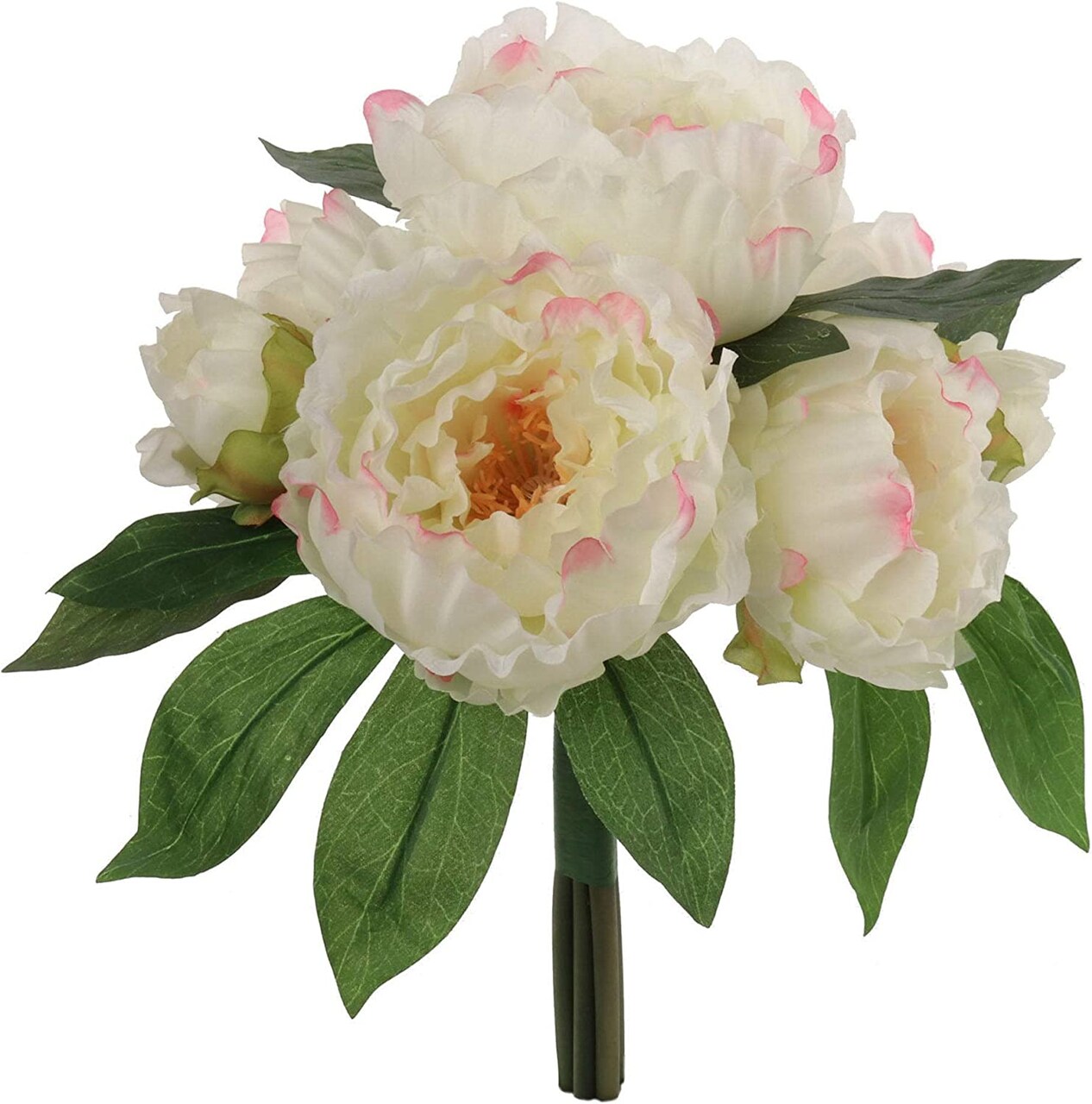 Stunning Cream Pink Silk Peony Bouquet - Elegant and Realistic Floral Arrangement
